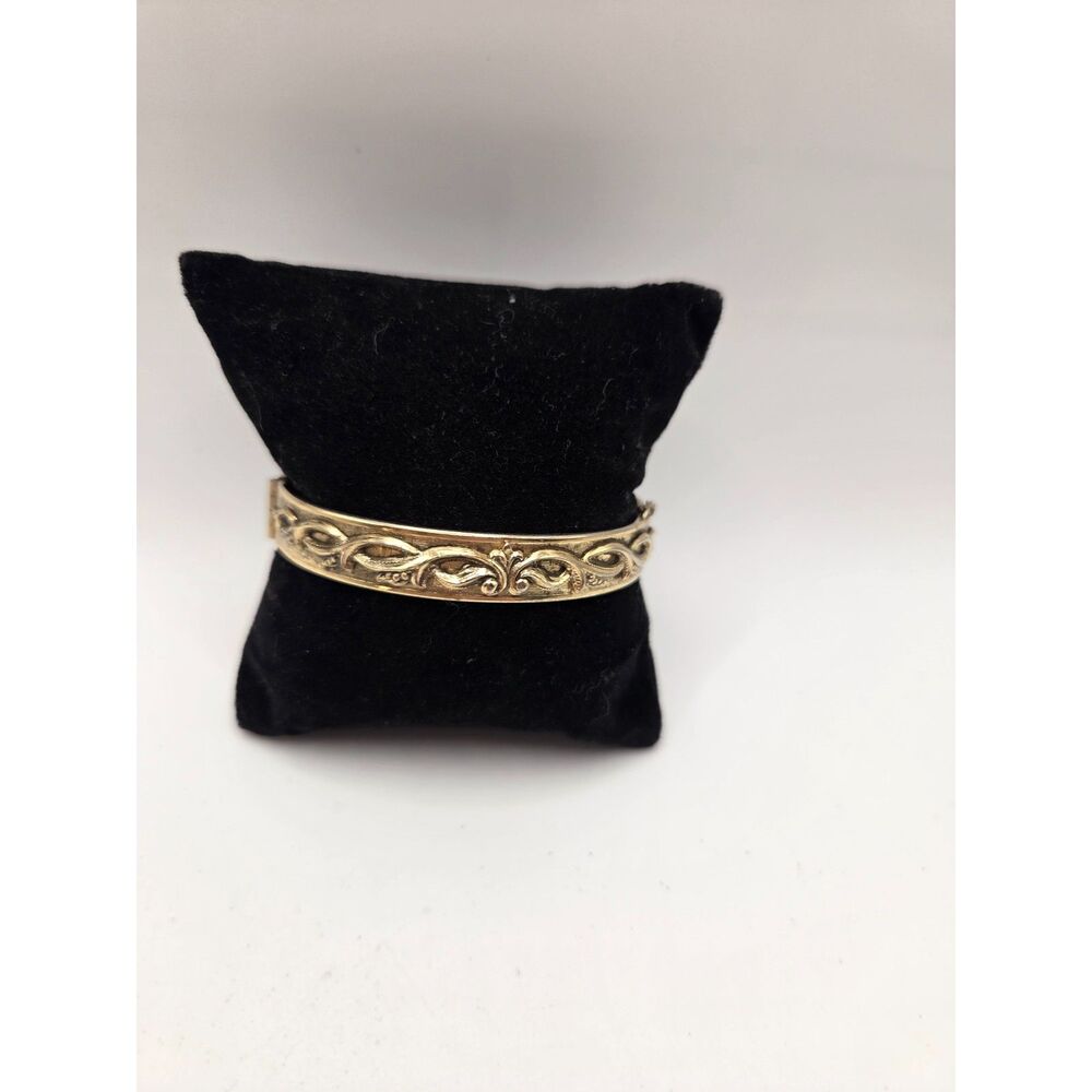 1816. Vintage Whiting and Davis Applied Filigree Bangle Bracelet